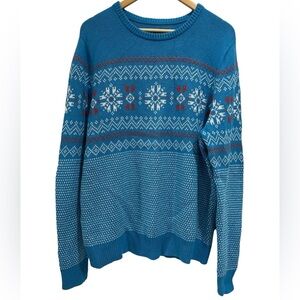 Nordstrom Men's Pima Cotton Merino Wool Blend Fair Isle Crew Neck Sweater - L